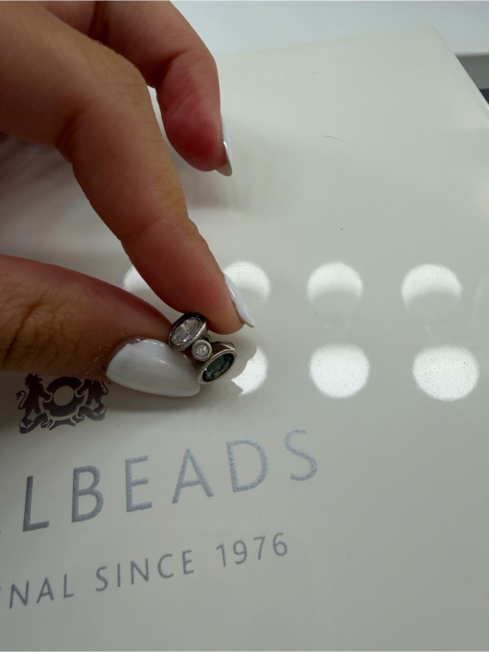 Trollbeads Silver Green and Clear Gemstone Spacer Charm